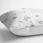 - 8008 - Realhomes  Pastel Zeminli Beyaz Yaprak Desenli Dijital Baskılı Modern Yastık Kırlent Kılıfı Realhomes