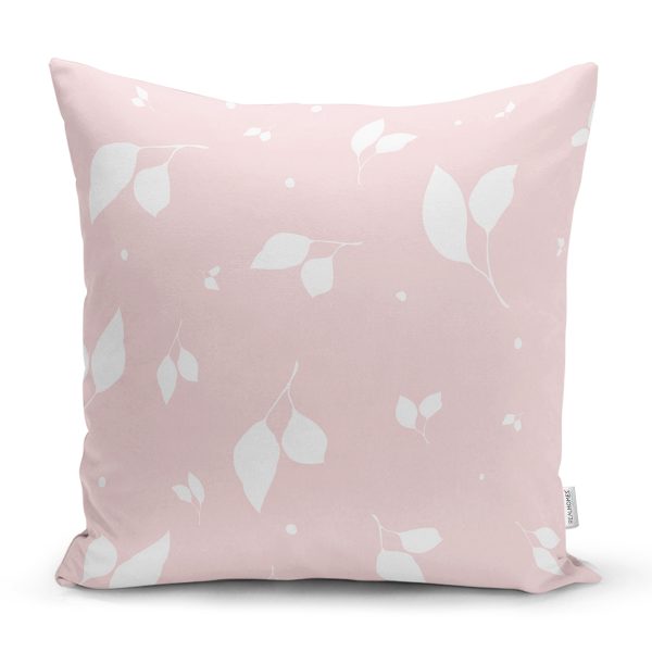 - 8009 - Realhomes  Renkli Zemin Üzerinde Flamingo Desenli Yaprak Motifli Yastık Kırlent Kılıfı Realhomes