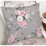 - 8010 - Realhomes  Renkli Zemin Üzerinde Flamingo Desenli Yaprak Motifli Yastık Kırlent Kılıfı Realhomes