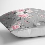 - 8010 - Realhomes  Renkli Zemin Üzerinde Flamingo Desenli Yaprak Motifli Yastık Kırlent Kılıfı Realhomes