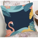 - 8011 - Realhomes Renkli Zeminli Pastel Yaprak Desenli Dijital Baskılı Modern Yastık Kırlent Kılıfı Realhomes