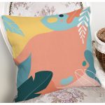 Renkli Zeminli Pastel Yaprak Desenli Dijital Baskılı Modern Yastık Kırlent Kılıfı Realhomes