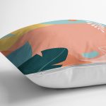 Renkli Zeminli Pastel Yaprak Desenli Dijital Baskılı Modern Yastık Kırlent Kılıfı Realhomes