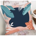 Renkli Zeminli Pastel Yaprak Desenli Dijital Baskılı Modern Yastık Kırlent Kılıfı Realhomes