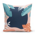 Renkli Zeminli Pastel Yaprak Desenli Dijital Baskılı Modern Yastık Kırlent Kılıfı Realhomes