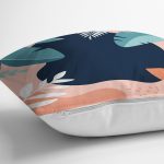 Renkli Zeminli Pastel Yaprak Desenli Dijital Baskılı Modern Yastık Kırlent Kılıfı Realhomes