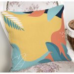 Renkli Zeminli Pastel Yaprak Desenli Dijital Baskılı Modern Yastık Kırlent Kılıfı Realhomes