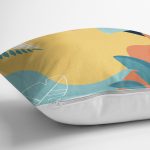 Renkli Zeminli Pastel Yaprak Desenli Dijital Baskılı Modern Yastık Kırlent Kılıfı Realhomes