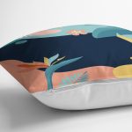 Renkli Zeminli Pastel Yaprak Desenli Dijital Baskılı Modern Yastık Kırlent Kılıfı Realhomes