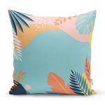 Beyaz Zemin Üzerinde Renkli Deniz Otu Desenli Dijital Baskılı Modern Yastık Kılıfı Realhomes