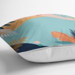 Beyaz Zemin Üzerinde Renkli Deniz Otu Desenli Dijital Baskılı Modern Yastık Kılıfı Realhomes