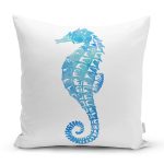 - 8020 - Realhomes Beyaz Zemin Üzerinde Renkli Deniz Kestanesi Desenli Yastık Kırlent Kılıfı Realhomes