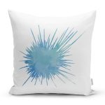 - 8021 - Realhomes Beyaz Zemin Üzerinde Renkli Deniz Salyangozu Desenli Yastık Kırlent Kılıfı Realhomes