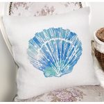 - 8023 - Realhomes Beyaz Zemin Üzerinde Renkli Deniz Otu Desenli Dijital Baskılı Modern Yastık Kılıfı Realhomes