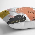 - 8025 - Realhomes Beyaz Zemin Üzerinde Pastel Renkli Yaprak Desenli Modern Yastık Kırlent Kılıfı Realhomes