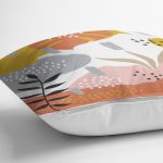 Beyaz Zemin Üzerinde Pastel Renkli Yaprak Desenli Modern Yastık Kırlent Kılıfı Realhomes