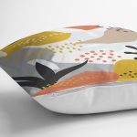 Beyaz Zemin Üzerinde Pastel Renkli Yaprak Desenli Modern Yastık Kırlent Kılıfı Realhomes