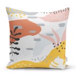 Beyaz Zemin Üzerinde Pastel Renkli Yaprak Desenli Modern Yastık Kırlent Kılıfı Realhomes