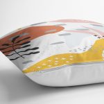 Beyaz Zemin Üzerinde Pastel Renkli Yaprak Desenli Modern Yastık Kırlent Kılıfı Realhomes