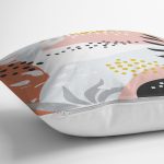 Beyaz Zemin Üzerinde Pastel Renkli Yaprak Desenli Modern Yastık Kırlent Kılıfı Realhomes