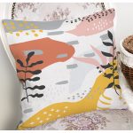 Renkli Zeminli Beyaz Puantiye Desenli Dijital Baskılı Modern Yastık Kırlent Kılıfı Realhomes