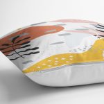 Renkli Zeminli Beyaz Puantiye Desenli Dijital Baskılı Modern Yastık Kırlent Kılıfı Realhomes