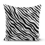 Beyaz Zeminli Siyah Zebra Desenli Dijital Baskılı Modern Yastık Kırlent Kılıfı Realhomes