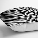 Beyaz Zeminli Siyah Zebra Desenli Dijital Baskılı Modern Yastık Kırlent Kılıfı Realhomes