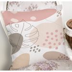 Beyaz Zemin Üzerinde Pastel Renkli Yaprak Desenli Modern Yastık Kırlent Kılıfı Realhomes