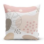 Beyaz Zemin Üzerinde Pastel Renkli Yaprak Desenli Modern Yastık Kırlent Kılıfı Realhomes