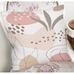 Beyaz Zemin Üzerinde Pastel Renkli Yaprak Desenli Modern Yastık Kırlent Kılıfı Realhomes