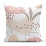 Beyaz Zemin Üzerinde Pastel Renkli Yaprak Desenli Modern Yastık Kırlent Kılıfı Realhomes