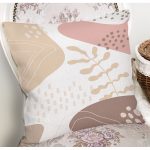 Beyaz Zemin Üzerinde Pastel Renkli Yaprak Desenli Modern Yastık Kırlent Kılıfı Realhomes