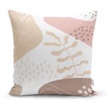 Beyaz Zemin Üzerinde Pastel Renkli Yaprak Desenli Modern Yastık Kırlent Kılıfı Realhomes