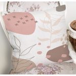 Beyaz Zemin Üzerinde Pastel Renkli Yaprak Desenli Modern Yastık Kırlent Kılıfı Realhomes