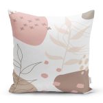 Beyaz Zemin Üzerinde Pastel Renkli Yaprak Desenli Modern Yastık Kırlent Kılıfı Realhomes