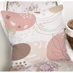 Beyaz Zemin Üzerinde Pastel Renkli Yaprak Desenli Modern Yastık Kırlent Kılıfı Realhomes