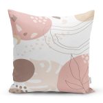 Beyaz Zemin Üzerinde Pastel Renkli Yaprak Desenli Modern Yastık Kırlent Kılıfı Realhomes