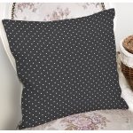 Siyah Zeminli Beyaz Puantiye Desenli Dijital Baskılı Modern Yastık Kırlent Kılıfı Realhomes