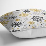 Beyaz Zemin Üzerinde Gold Detaylı Kartanesi Desenli Yastık Kırlent Kılıfı Realhomes