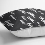 Siyah Zeminli Beyaz Çam Ağacı Desenli Dijital Baskılı Modern Yastık Kırlent Kılıfı Realhomes