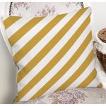 - 8057 - Realhomes Beyaz Zemin Üzerinde Gold Detaylı Yatay Çizgili Modern Yastık Kırlent Kılıfı Realhomes