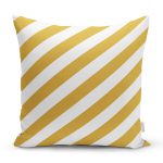 - 8057 - Realhomes Beyaz Zemin Üzerinde Gold Detaylı Yatay Çizgili Modern Yastık Kırlent Kılıfı Realhomes