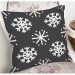 - 8058 - Realhomes Siyah Zeminli Beyaz Kartanesi Desenli Dijital Baskılı Modern Yastık Kırlent Kılıfı Realhomes