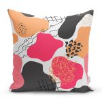 Beyaz Zemin Üzerinde Renkli Geometrik Desenli Dijital Baskılı Modern Yastık Kılıfı Realhomes