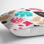 Beyaz Zeminli Renkli Yaprak Desenli Dijital Baskılı Modern Yastık Kırlent Kılıfı Realhomes