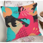 Renkli Zeminli Geometrik Desenli Dijital Baskılı Modern Yastık Kırlent Kılıfı Realhomes