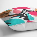 - 8064 - Realhomes Beyaz Zemin Üzerinde Rengarenk Çiçek Desenli Yastık Kırlent Kılıfı Realhomes