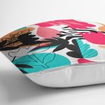 Beyaz Zemin Rengarenk Çiçek Desenli Dijital Baskılı Modern Yastık Kırlent Kılıfı Realhomes