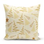 - 8075 - Realhomes Renkli Zeminli Çam Ağacı Desenli Dijital Baskılı Modern Yastık Kırlent Kılıfı Realhomes